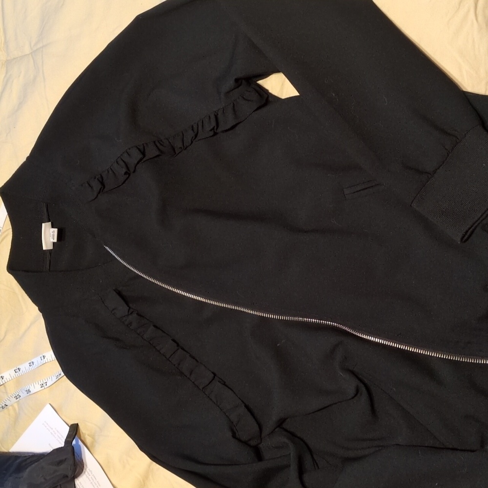 A New Day Ruffled Black Bomber Jacket